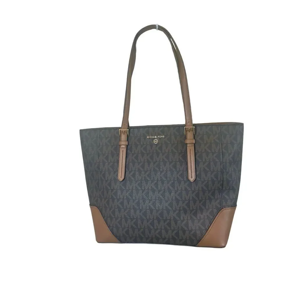 NEW MICHAEL KORS ARIA LARGE TOTE BAG BROWN/ACORN GOLD ACCENTS CARRYALL VERSATILE - Picture 12 of 16